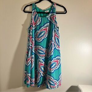 Vibrant Blue Patterned Crown & Ivy Dress with Pockets Sz: M